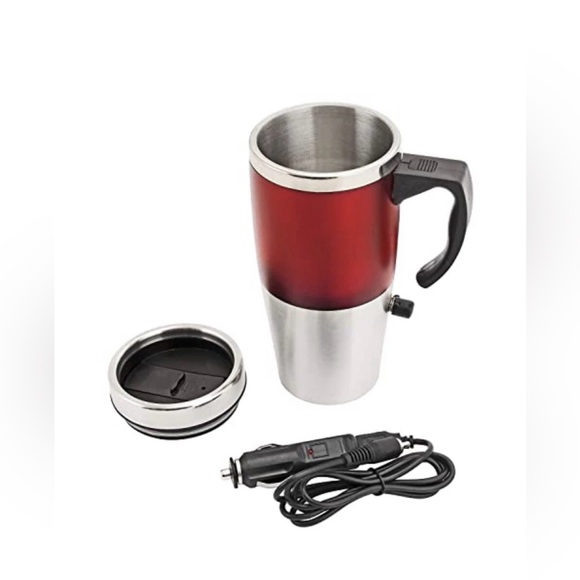 Other - Auto USB Stainless Steel Heated Travel Mug Flask with Car & USB Charge-Red/16oz